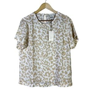 NWT A New Day Women Leopard Print Short Sleeve Crew Neck Top Size M